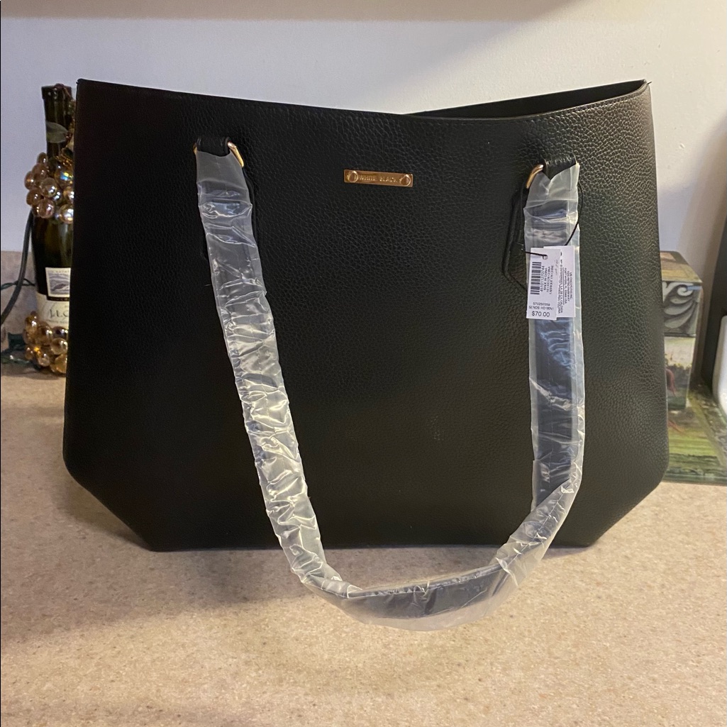 New Authentic White Black Large Tote